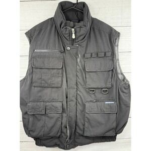 Renegade Outerwear & Sportswear Mens XL Black Puffer Vest Utility Pockets Zip Up